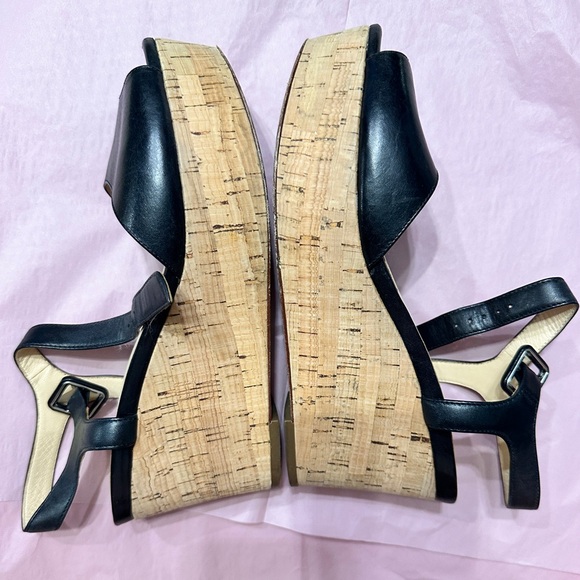 Cole Haan Black Gillian Mid Wedge Sandals with Ankle Buckle - with box - Picture 2 of 9